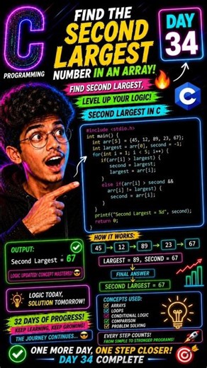 POV: This Array Logic Will Level Up Your C Skills | Day 34 🔥 #coding #programming #shorts