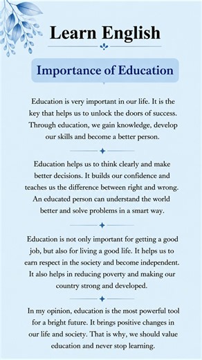 Importance of Education | Why Education Is Important in Our Life | Easy English