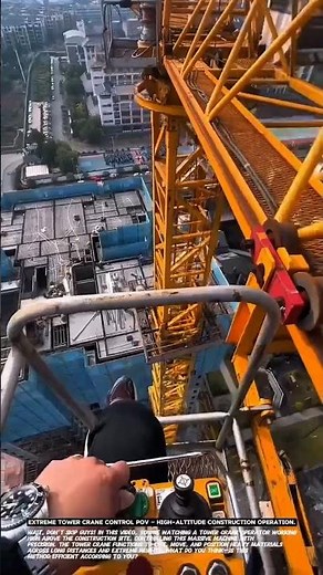 Extreme Tower Crane Control POV – High-Altitude Construction Operation.