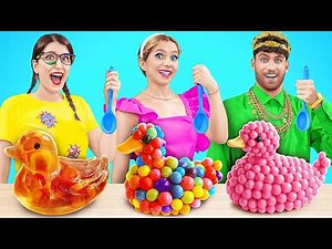 NEW 123 GO! Rich Vs Poor Vs Giga Rich Food Challenge! Awesome Cooking Ideas And Hacks