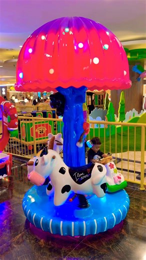 Ride a mini horse and cow car carousel 🎠 🐎 🐄 🚙 #carousel #cute