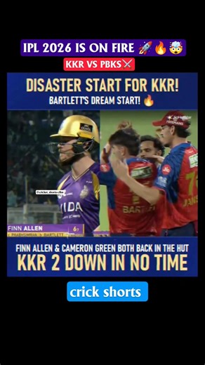 KKR Collapse vs Bartlett 😱🔥 Pure Bowling Destruction! #ipl2026 #shorts