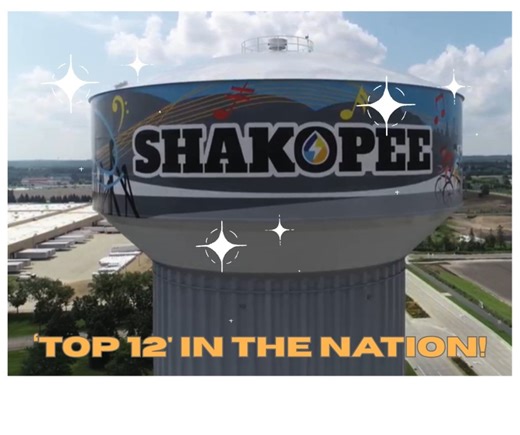 Thank you Shakopee for your support and votes! While we did not win Tank of the Year, we were selected from more than 300 submissions across the United States to earn runner up status. This means we will be featured in the 2026 calendar among the other eleven 'best of the best' designs, with our tower highlighted in a designated month. Tank of the Year was awarded to Fargo, ND. | Shakopee Public Utilities Commission