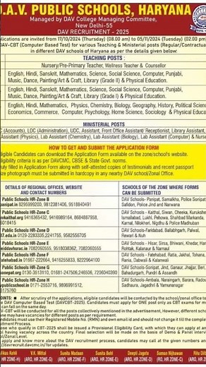 DAV School Recruitment 2025 | Apply Online for TGT, PGT, PRT & Non-Teaching Posts | Full Notice