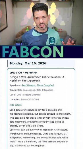 March 16th! Upcoming FabCon Workshop: Designing a Well-Architected Fabric Medallian Architecture