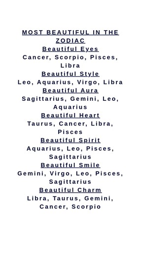 MOST BEAUTIFUL IN THE ZODIACZodiac Beauty Ranking