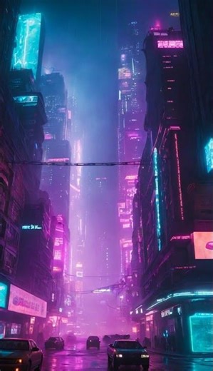 Neon Cyberpunk City at Night | Futuristic Rainy Streets