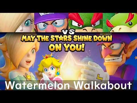 Super Mario Party Rosalina & Waluigi vs Bowser & Bowser Jr. at Watermelon Walkabout