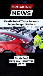 Death Robot' Tesla Swarms Supercharger Stations. Follow.: @globalent2024 for more valuable information and content. #trealdaily #Globalent2024 #Blackpodcastgems #Global #smallbusinessadvice #GodPray #trealmagazine | Treal Maga Zine