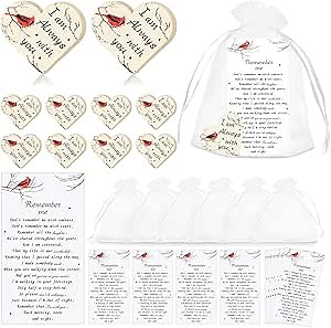 100Sets Funeral Favors, Celebration of Life Decorations with Pocket Hug Token Funeral Prayer Cards and Organza Bags, Cardinal Memorial Gifts for Funeral Cardinal Gifts Decorations