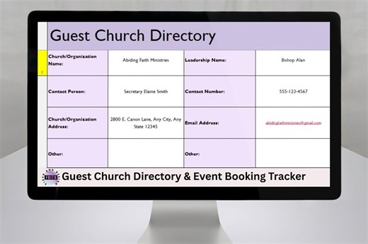 Church Guest Directory and Event Tracker | Excel and Google Sheets (digital) - Etsy