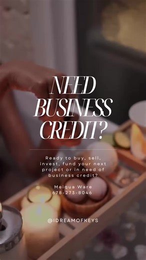 Building business credit is one of the smartest moves you can make as an entrepreneur. It opens doors to higher limits, better funding, lower interest rates, and the ability to scale without using your personal credit. Start small, stay consistent, and watch your business grow. Need help getting started? I can guide you. 📈💼 Call or text me: 678-273-8046 📱 Meiqua Ware | 678-273-8046 Licensed Georgia Realtor & Hard Money Broker | Helping You Buy, Sell, Invest & Fund Your Next Project with Confi