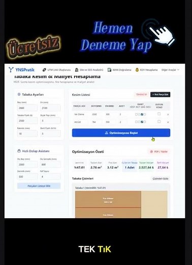 ÜCRETSİZ Tabaka Kesim ve Fire Hesaplama Programı (MDF, Sunta, Dolap Asistanı)