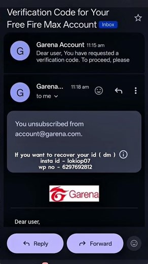 How To Recover Free Fire I'd | unsubscribe Garena Gmail Problem Was Solved |#freefire​ #freefiremax​