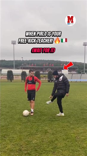 WHEN PIRLO IS YOUR FREE-KICK TEACHER! 🔥🇮🇹The legendary midfielder, now as a coach, passes on his secrets for the perfect free kick to the next generation ⭐️💥#AndreaPirlo #FreeKick #FootballMaster #ItalianFootball #Legend #SoccerSkills | Marca in English