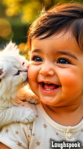 Cute Baby Surrounded By Fluffy Kittens! 🐱👶 #Shorts #cutebaby