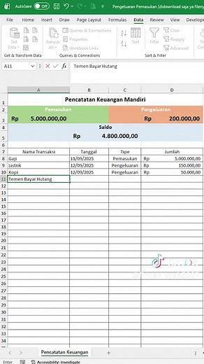Pencatatan Pemasukan dan Pengeluaran di Google Sheets