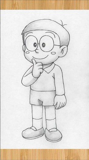 Nobita cartoon outline drawing easy - How to draw nobita easy full body - #shorts #nobita #drawing