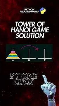 Tower of Hanoi game solution | Using Python and Recursion | সম্পূর্ণ বাংলায় 🤯📈 #shorts #shortsfeed