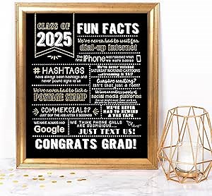 Katie Doodle - Cute, Class of 2025 Graduation Decorations 2025, (Handmade in USA), Great for Black and Gold Graduation Table Decorations, Centerpieces, Sign, Party Supplies, Gifts, High School, Decor