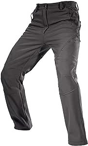 FREE SOLDIER Men's Fleece Lined Outdoor Cargo Hiking Pants Water Repellent Softshell Snow Ski Pants with Zipper Pockets (Gray 32W x 30L)
