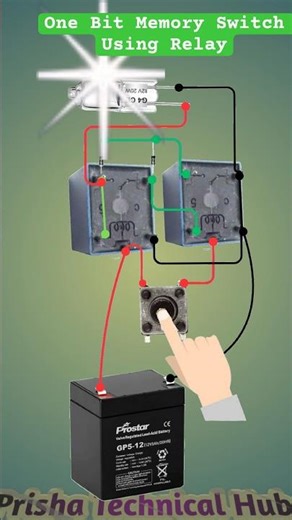 One Bit Memory Switch Using Relay | Push Button Memory Circuit | #shorts #relay #memory #circuit