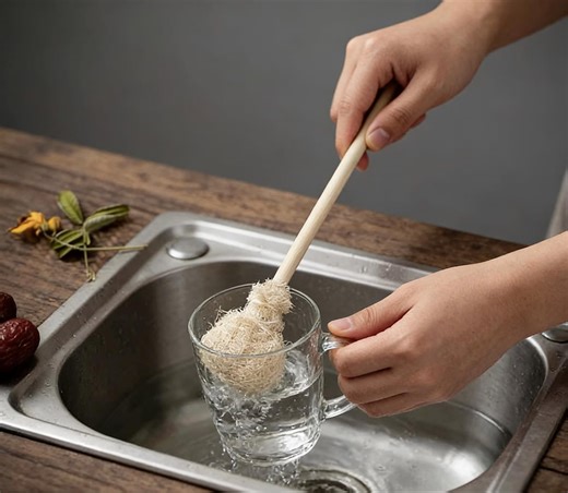 Natural Loofah Teapot Brush, Bamboo Handle Scrubber, Eco-friendly Kitchen Tool - Etsy