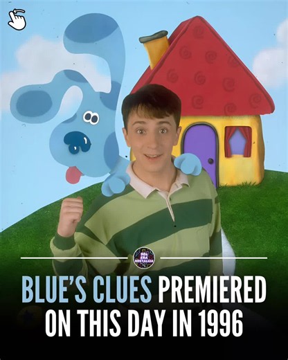 30 years ago today, Blue’s Clues premiered on Nickelodeon’s Nick Jr. 🐶🐾🩵 Premiering in 1996, Blue’s Clues revolutionized interactive children’s television by inviting young viewers to solve everyday puzzles alongside an animated puppy named Blue and her live-action host, Steve (Steve Burns). Guided by paw-print clues through their storybook home, their adventures regularly featured staple household companions including Mailbox, Mr. Salt, and Mrs. Pepper. #bluesclues #arthur #nostalgia #childh