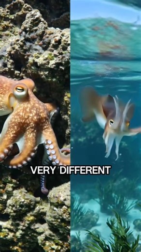 Octopus vs Squid 🐙🦑 What’s the REAL Difference? #octopus #squid #amazinganimals #dailyfacts