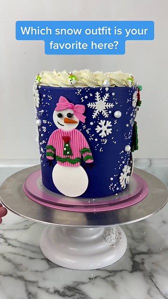 Which snowman sweater cake design would you pick?