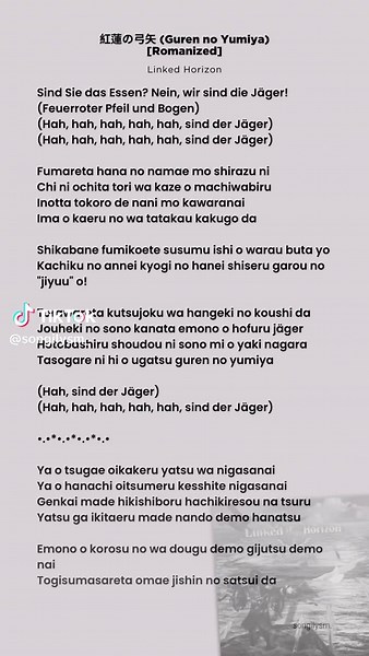 紅蓮の弓矢 (Guren no Yumiya) | Linked Horizon #lyrics #紅蓮の弓矢 #gurennoyumiya #fyp #songilysm
