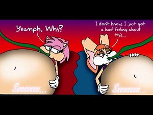 Amy Rose and Vanilla the Rabbit Inflate Themselves