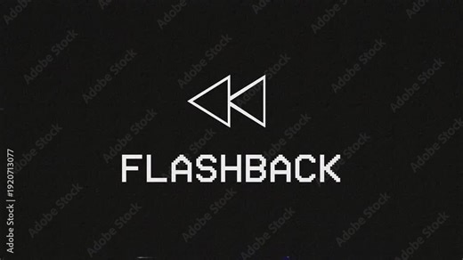 Flashback text and backward icon vintage VHS artifacts effect overlay, Glitches error from an old tape style