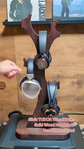 This is an unique Tree Shaped Triple Headphone Stand that can house 3 pairs of large headphones. It is made out of solid wood, completely hand cut and hand crafted with a lot of passion for audio and music. I got to say: this is not for the regular headphones man, but for a truly passionate audiophile. The stand is a statement piece by itself, standing out, it is truly massive and will do justice to any hi-end headphones out there! Visit my Etsy Store for purchase. Link in comments. #AudiophileL
