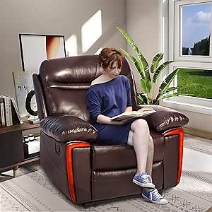 Merax Massage Recliner PU Leather Lounge with Heat and Massage Vibrating Sofa Chair (Brown)