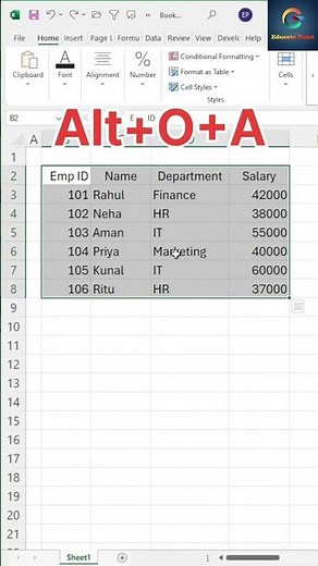 How to Auto Format With Shortcut key in Excel 🔥#excel #spreadsheetmagic #spreadsheets #exceltips