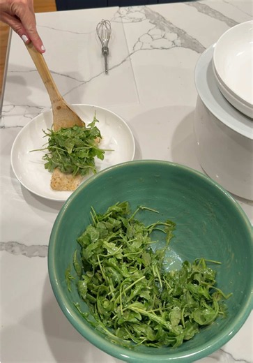 My take on Mad Dog’s Chicken Paillard 🇫🇷🍋 Ingredients: • 3 lemon butter breaded chicken breasts (I purchased from the fresh market butcher for convenience) • Arugula • 3 tbsp olive oil • 2 tbsp Dijon mustard • Juice of 1 lemon • Salt pepper Directions: Pound the chicken breasts very thin and place on a baking sheet. Bake at 425°F for 12 minutes, or until the chicken reaches 165°F internally. While the chicken cooks, whisk together olive oil, Dijon mustard, fresh lemon juice, salt and pepper. 