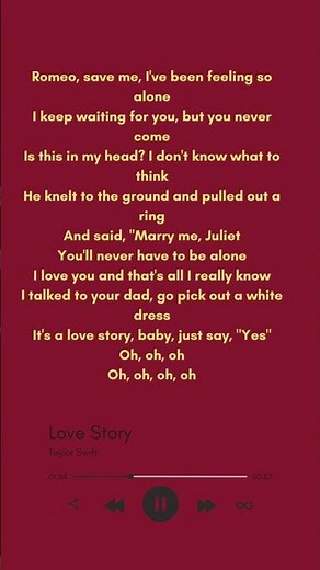 Love Story – Taylor Swift | Lyrics Video 💖#shorts