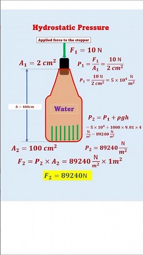 Hydrostatic Pressure and Pascal's Law #fluidmechanics #fluidflow #pascallaw