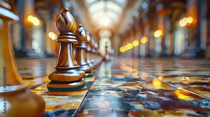 Chess board game to represent the business strategy with competition in the world market. and find out the best solution to meet target objective and goal
