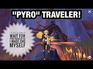 "PYRO" Traveler! I couldn't wait for Pyro Traveler so I made one myself | GENSHIN IMPACT