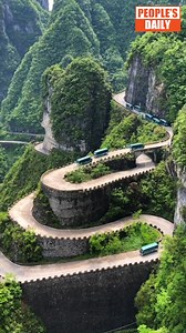 This beautiful, hair-raising drive has 99 turns as it snakes through the mountains in the Tianmenshan scenic area in #Zhangjiajie, #Hunan Province. #ChinaInfrastructure | Xi's Moments