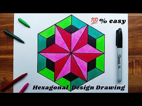 ✏️Hexagon Design Drawing✏️ -How To Draw Geometrical Design Drawing In Hexagon-Geometric Star Drawing