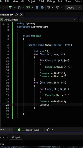 How to Print an Arrow Pattern in C# Easy Console Program Day 15 #coding #csharp #programming