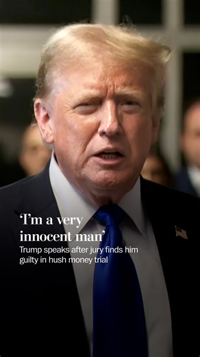 Donald Trump insisted he was "a very innocent man" in remarks following the historic guilty conviction Thursday. "This was a rigged, disgraceful trial," he continued. "The real verdict is going to be Nov. 5 by the people." https://wapo.st/4aIb9gl | Washington Post