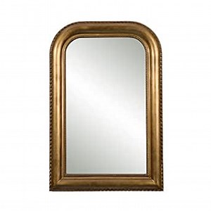Hamilton Hills 36" x 24" Classic Gold Framed Polished Glass Top Round Corner Mirror - Thick Arched Top Rich Wall Mirror - Vanity for Bathroom Decor, Bedroom, Living Room - Hangs Horizontal or Vertical