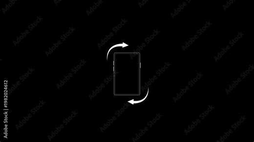 Phone rotation icon animation with device orientation symbol. Mobile screen rotation icon for portrait and landscape view. Smartphone rotate indicator for interface and display orientation.
