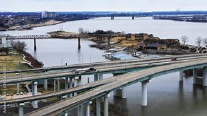 Timelapse at Bridge over Mississippi River at Memphis 4K