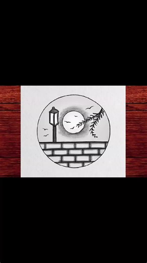 Very Easy Landscape Drawing in a Circle