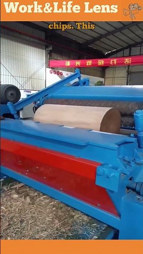 Log processed by wood chipper for efficient wood chip production in forestry & woodworking.